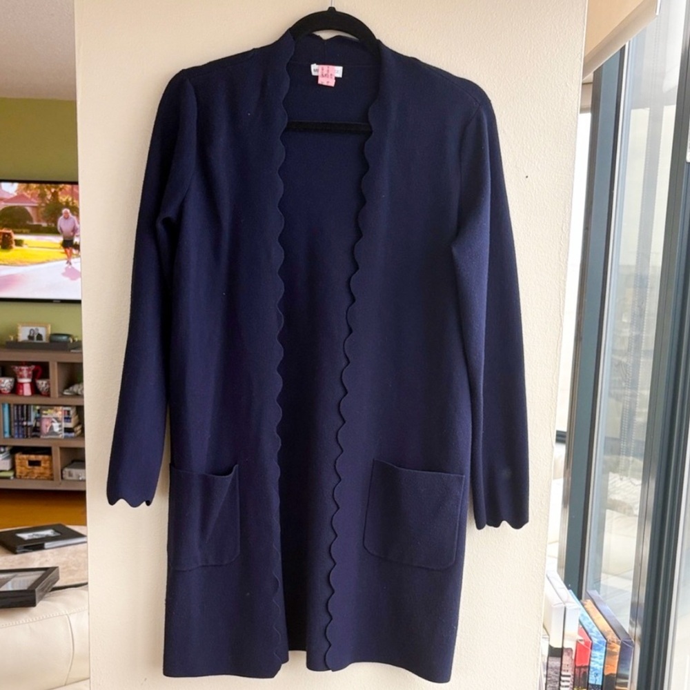 Minnie Rose Navy Scallop Trimmed duster